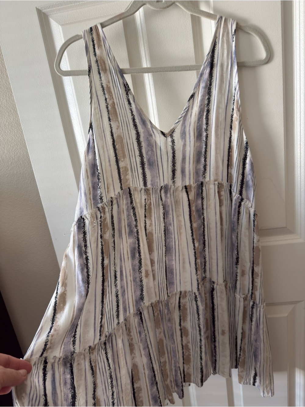 Millibon Cream and Navy Labelled Fabric Top